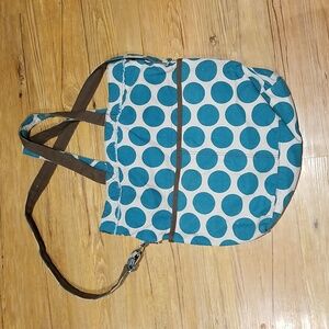 31 bag retro metro fold over bag canvas exterior teal polka dots front pockets